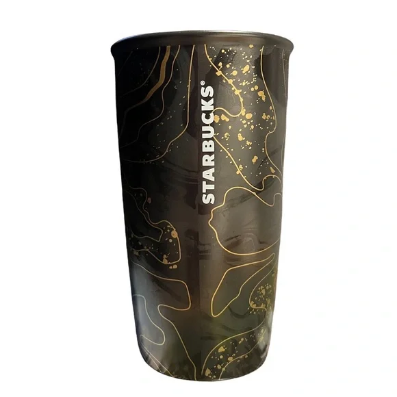 Starbucks Black Gold Ceramic Travel Cup 2018 Holiday - Picture 1 of 6